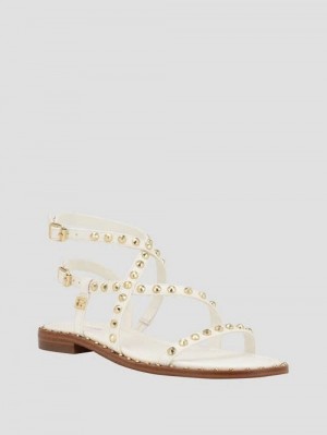 Guess Yamara Studded Strappy Gladiator Sandals Wit | GUESS-SN29661