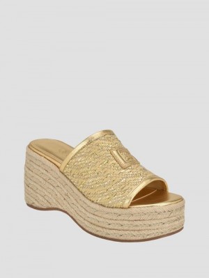 Guess Zakki Espadrille Sandals Goud | GUESS-SN29632