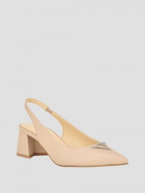 Guess Zanda Slingback Block Heels Beige | GUESS-SN29864
