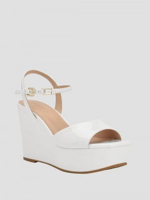 Guess Zione Patent Wedges Wit | GUESS-SN29778