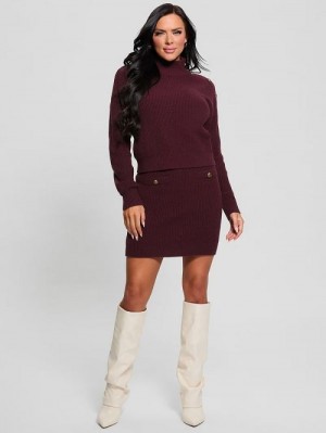 Guess Zylee Wool-Blend Sweater Skirt Rood | GUESS-SN28149