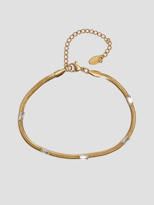 Guess 14K Gold-Plated Baguette Snake Chain Bracelet Goud | GUESS-SN30319