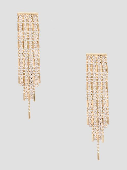 Guess 14K Gold-Plated Chain Fringe Earrings Goud | GUESS-SN30287
