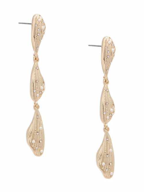 Guess 14K Gold-Plated Linear Earrings Goud | GUESS-SN30286