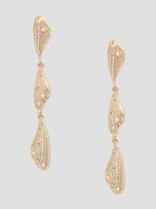 Guess 14K Gold-Plated Linear Earrings Goud | GUESS-SN30286