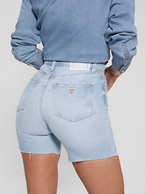 Guess 80s Pedal Denim Shorts Blauw | GUESS-SN28119