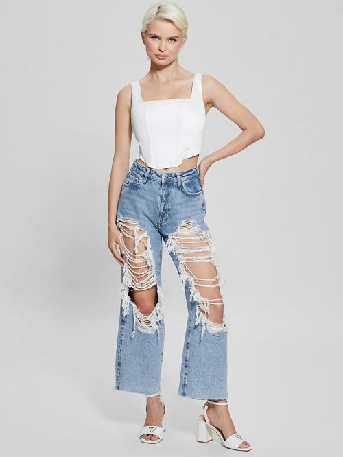 Guess 90s Ankle High-Rise Pants Blauw | GUESS-SN26627