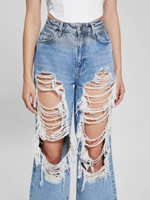 Guess 90s Ankle High-Rise Pants Blauw | GUESS-SN26627