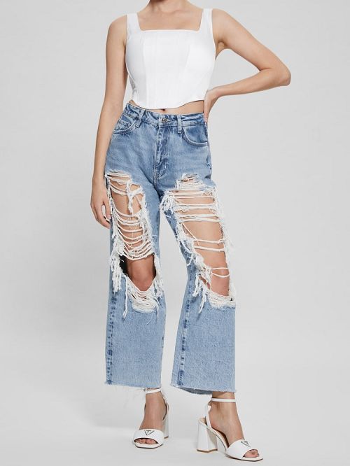 Guess 90s Ankle High-Rise Pants Blauw | GUESS-SN26627