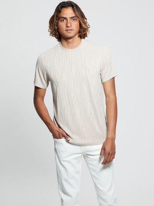 Guess Abstract Granada Jacquard Tee Beige | GUESS-SN30624
