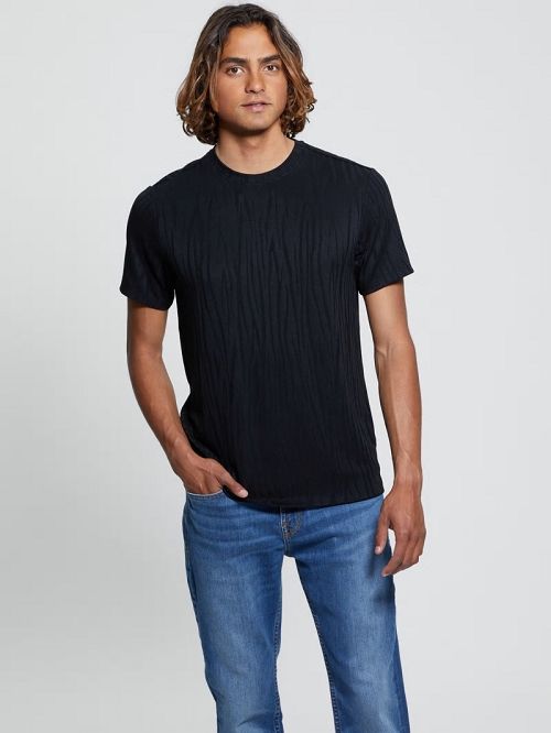 Guess Abstract Granada Jacquard Tee Zwart | GUESS-SN30562