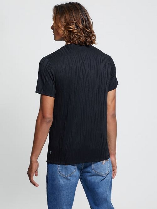 Guess Abstract Granada Jacquard Tee Zwart | GUESS-SN30562