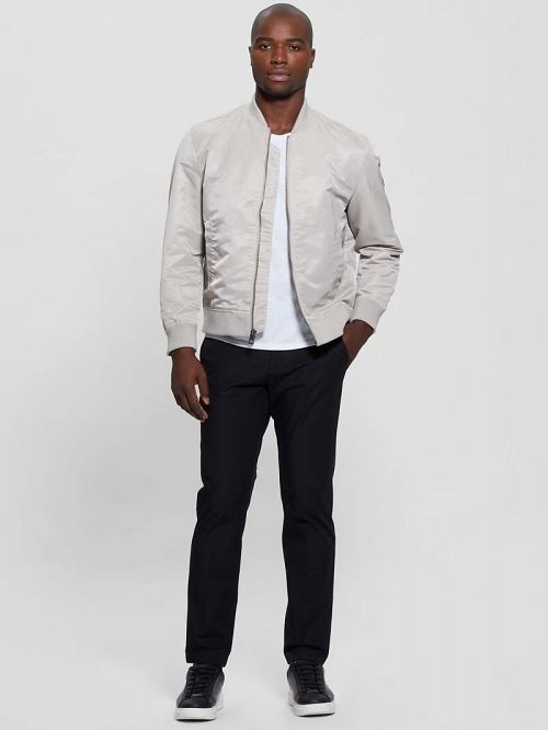 Guess Ace Satin Flight Jacket Beige | GUESS-SN30861