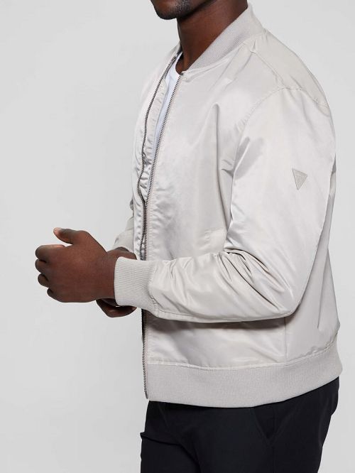 Guess Ace Satin Flight Jacket Beige | GUESS-SN30861