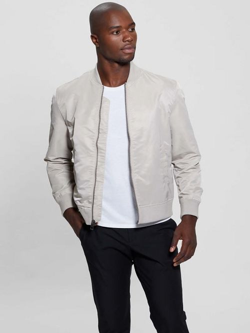 Guess Ace Satin Flight Jacket Beige | GUESS-SN30861