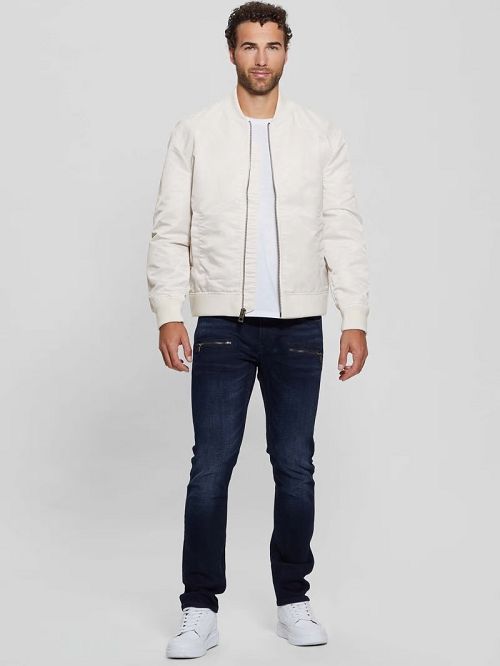 Guess Ace Satin Flight Jacket Wit | GUESS-SN30863