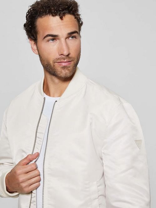 Guess Ace Satin Flight Jacket Wit | GUESS-SN30863
