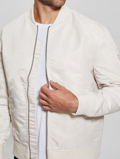 Guess Ace Satin Flight Jacket Wit | GUESS-SN30863