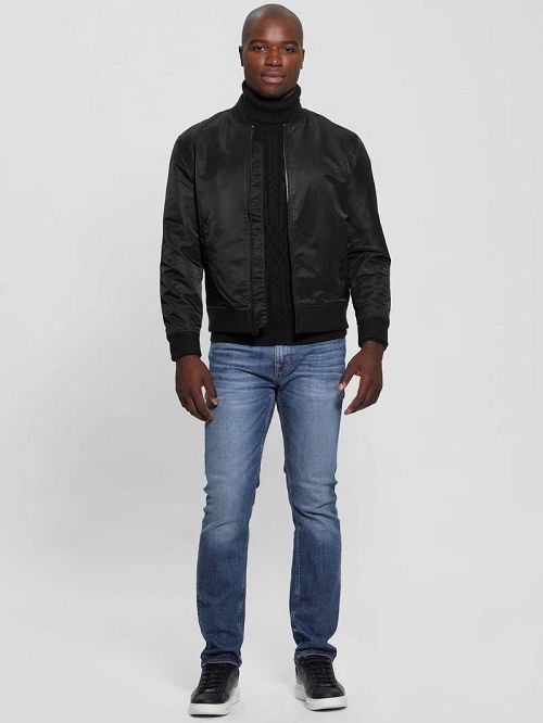 Guess Ace Satin Flight Jacket Zwart | GUESS-SN30872