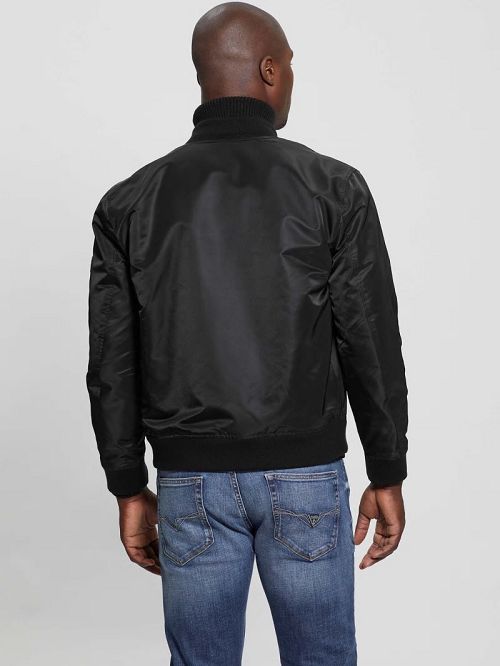Guess Ace Satin Flight Jacket Zwart | GUESS-SN30872