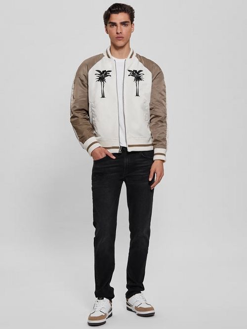 Guess Ace Satin Palms Flight Jacket Wit | GUESS-SN30825