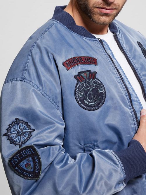 Guess Ace Twill Flight Jacket Blauw | GUESS-SN30772