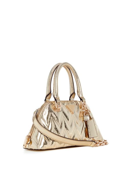 Guess Adelard Metallic Dome Satchel Goud | GUESS-SN29264