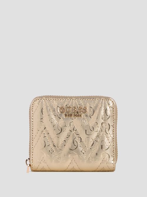 Guess Adelard Small Metallic Zip-Around Wallet Goud | GUESS-SN29471