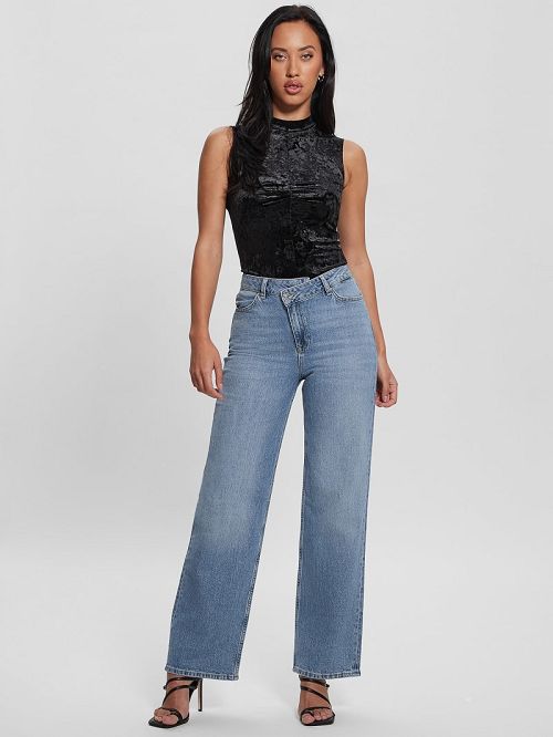 Guess Aida Floral Velvet Bodysuit Zwart | GUESS-SN27216