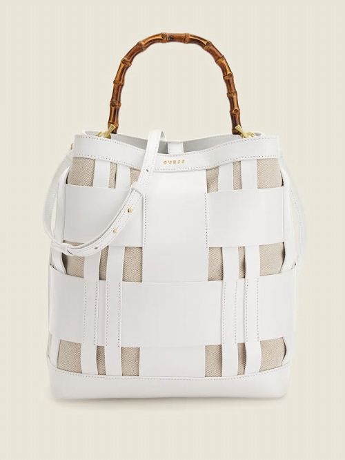 Guess Aida Woven Leather Hobo Bag Wit | GUESS-SN28791
