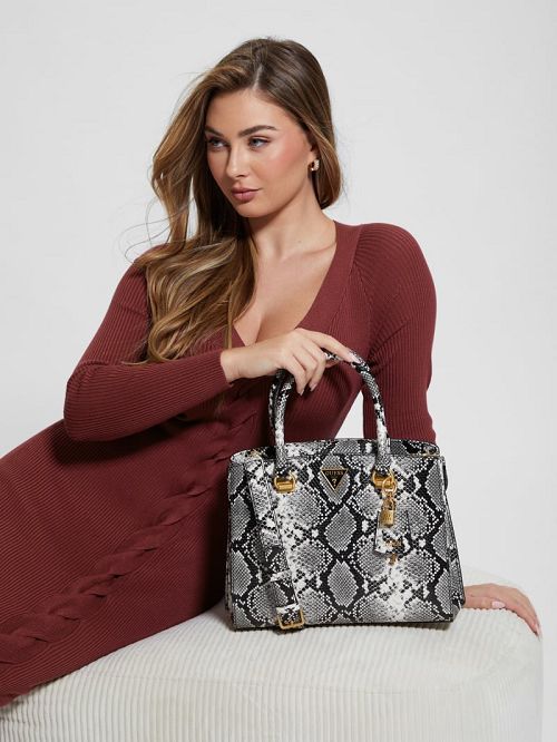 Guess Ales Girlfriend Satchel Zwart Wit | GUESS-SN28728