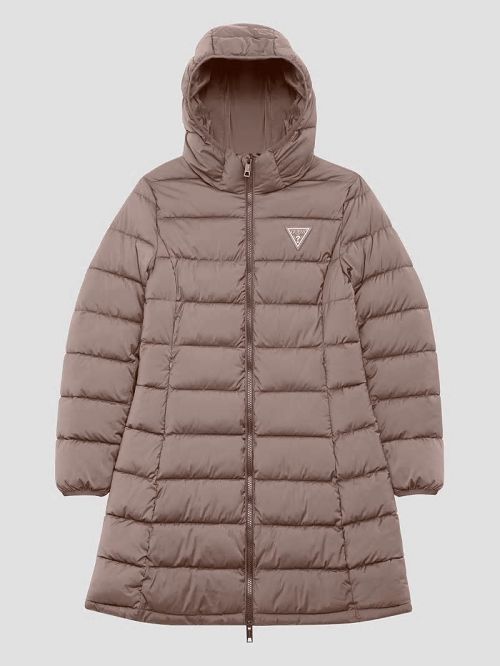 Guess Aleta Long Puffer Jacket Bruin | GUESS-SN27982