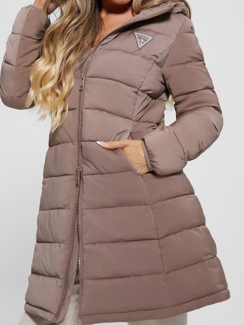 Guess Aleta Long Puffer Jacket Bruin | GUESS-SN27982