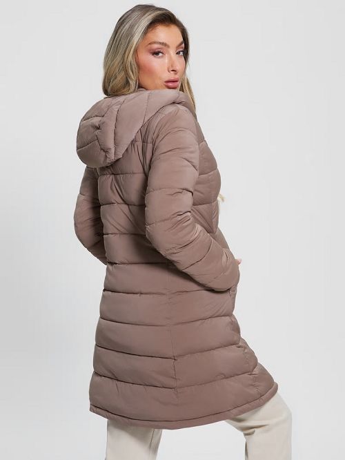 Guess Aleta Long Puffer Jacket Bruin | GUESS-SN27982