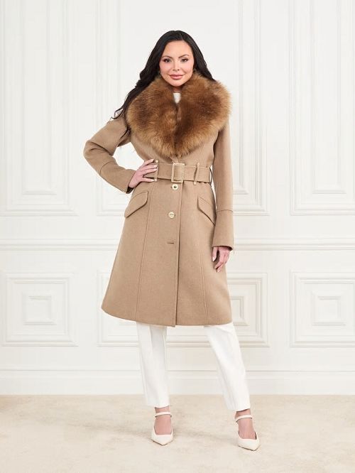 Guess Alice Wool-Blend Coat Bruin | GUESS-SN28030