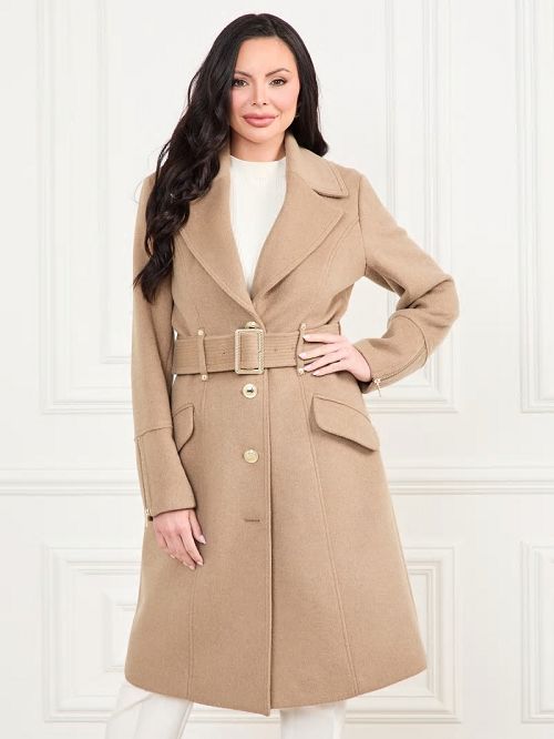 Guess Alice Wool-Blend Coat Bruin | GUESS-SN28030