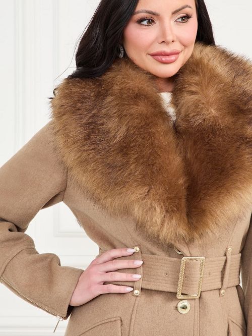 Guess Alice Wool-Blend Coat Bruin | GUESS-SN28030