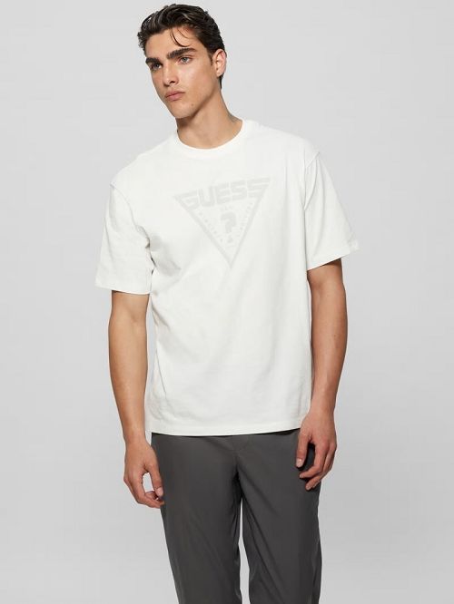 Guess Alino Triangle Signature Tee Wit | GUESS-SN30593