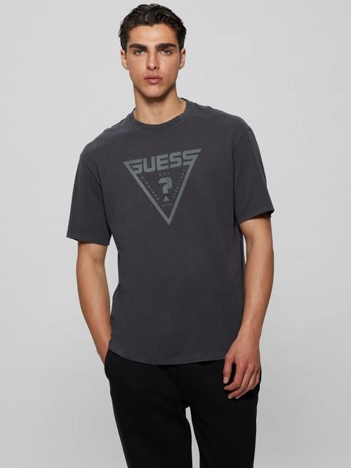 Guess Alino Triangle Signature Tee Zwart | GUESS-SN31581