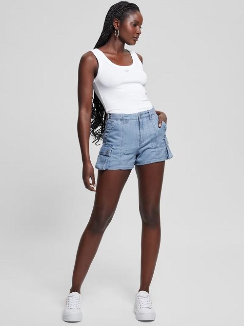 Guess Amara Cargo Denim Shorts Blauw | GUESS-SN28121