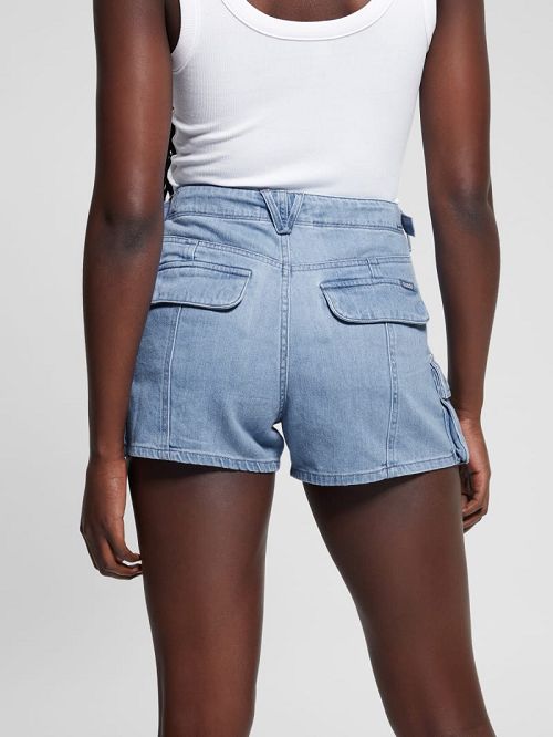 Guess Amara Cargo Denim Shorts Blauw | GUESS-SN28121