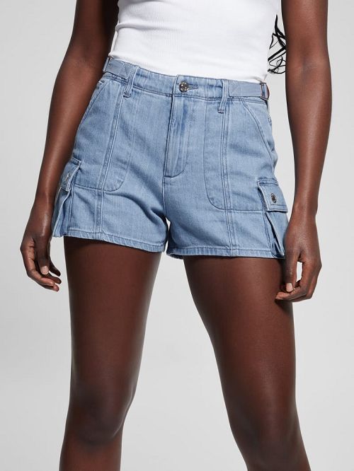 Guess Amara Cargo Denim Shorts Blauw | GUESS-SN28121