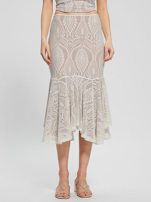 Guess Amera Lace Skirt Wit | GUESS-SN28133