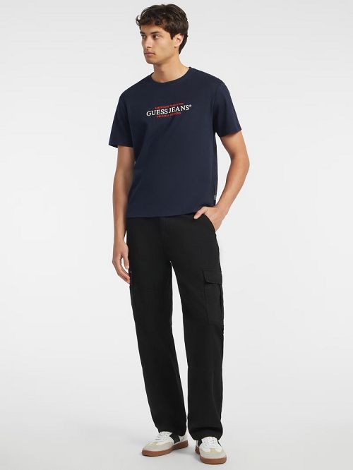 Guess American Tradition Tee Blauw | GUESS-SN30498