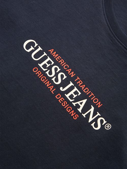 Guess American Tradition Tee Blauw | GUESS-SN30498