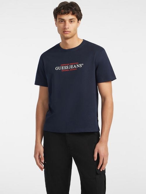 Guess American Tradition Tee Blauw | GUESS-SN30498