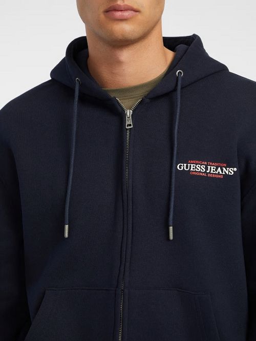 Guess American Tradition Zip-Up Hoodie Blauw | GUESS-SN31497