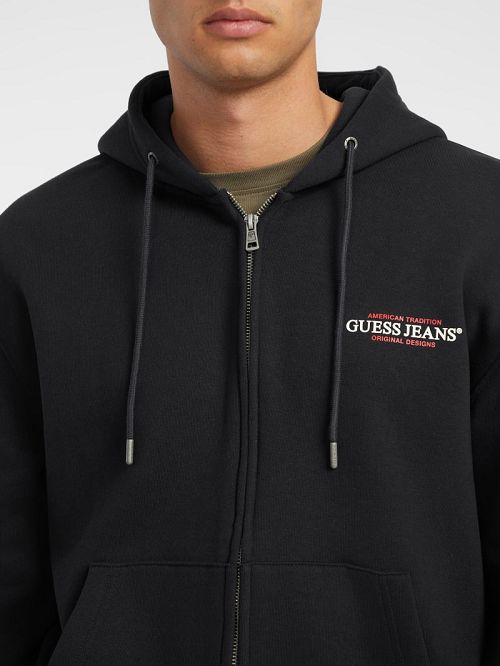 Guess American Tradition Zip-Up Hoodie Zwart | GUESS-SN31522