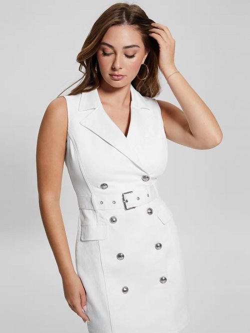 Guess Anela Belted Denim Trench Dress Wit | GUESS-SN26986
