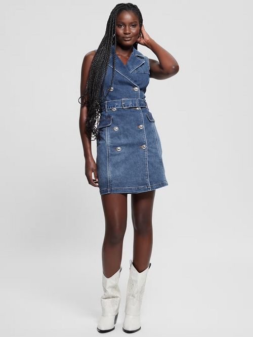 Guess Anela Denim Trench Dress Blauw | GUESS-SN26969